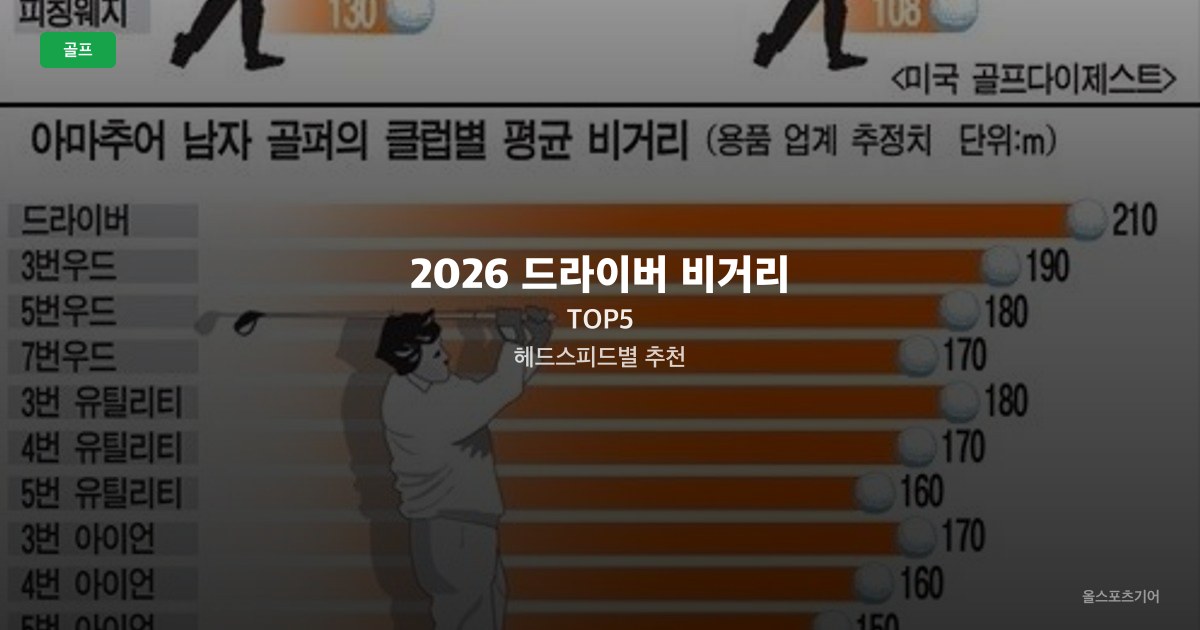 2026 드라이버 비거리 TOP5 — 헤드스피드별 추천