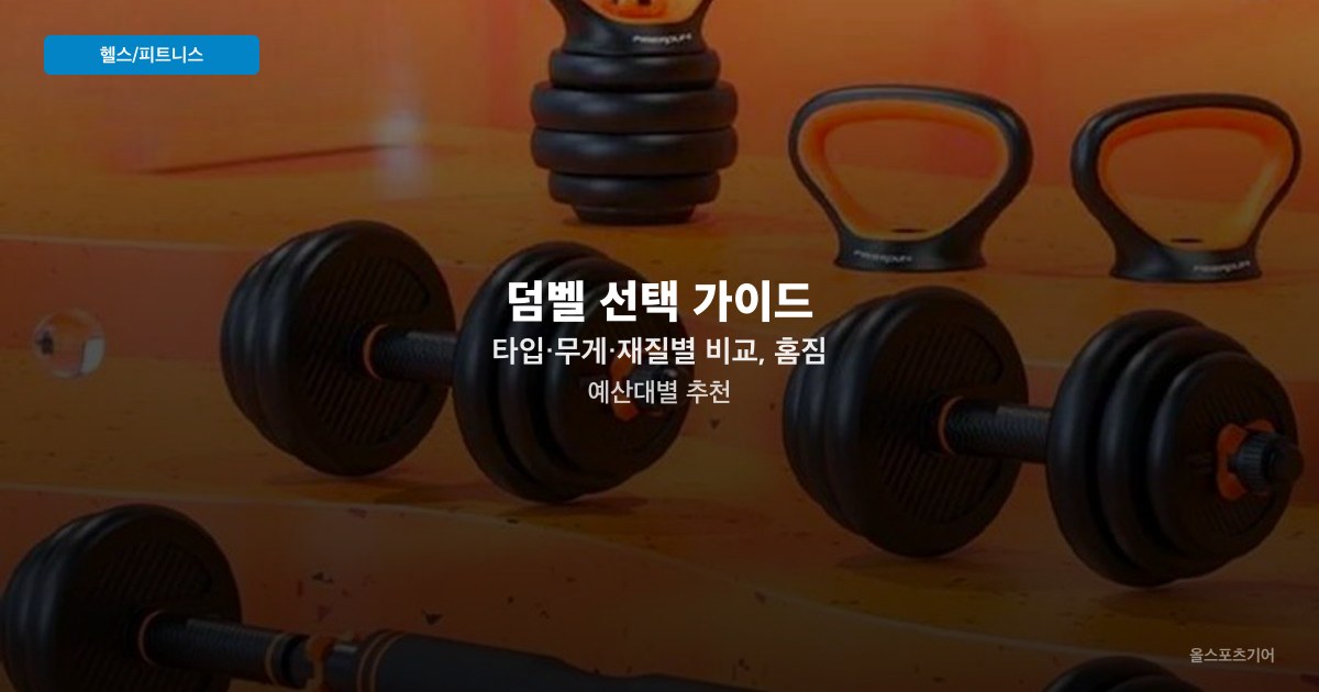 덤벨 선택 가이드 — 타입·무게·재질별 비교, 홈짐 예산대별 추천
