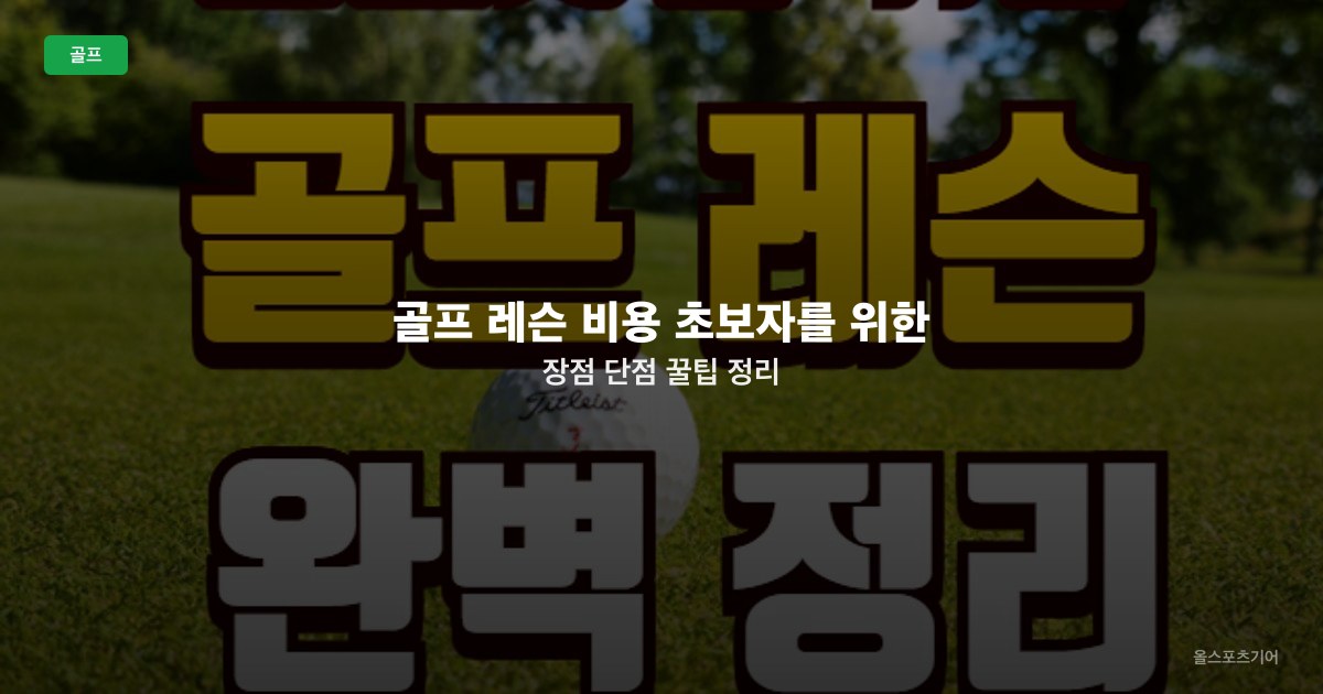 골프 레슨 비용 초보자를 위한 장점 단점 꿀팁 정리