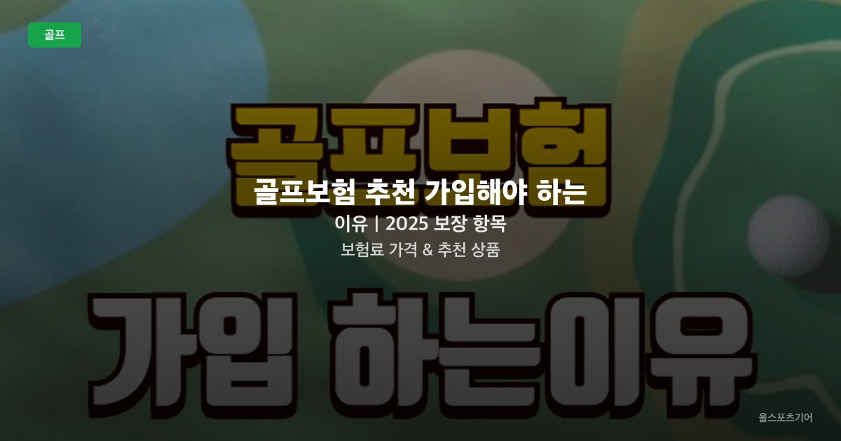 골프보험 추천 가입해야 하는 이유｜2025 보장 항목 보험료 가격 & 추천 상품