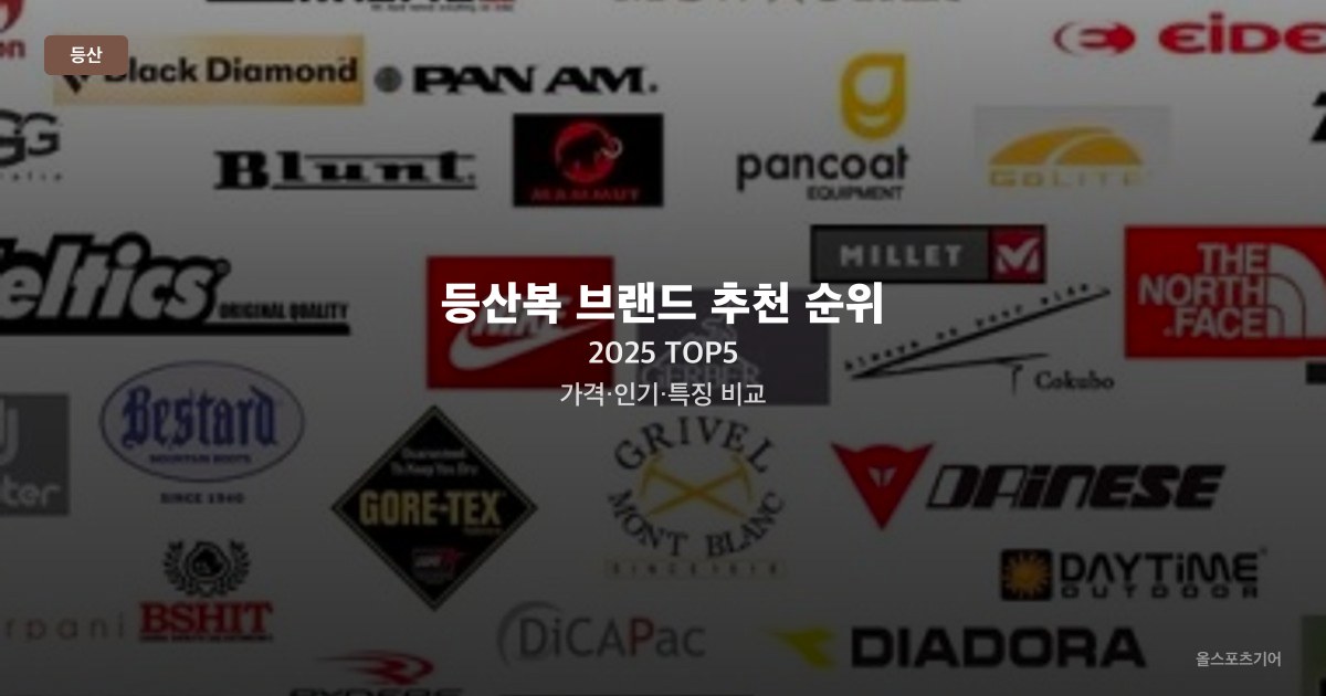 등산복 브랜드 추천 순위 2025 TOP5 | 가격·인기·특징 비교