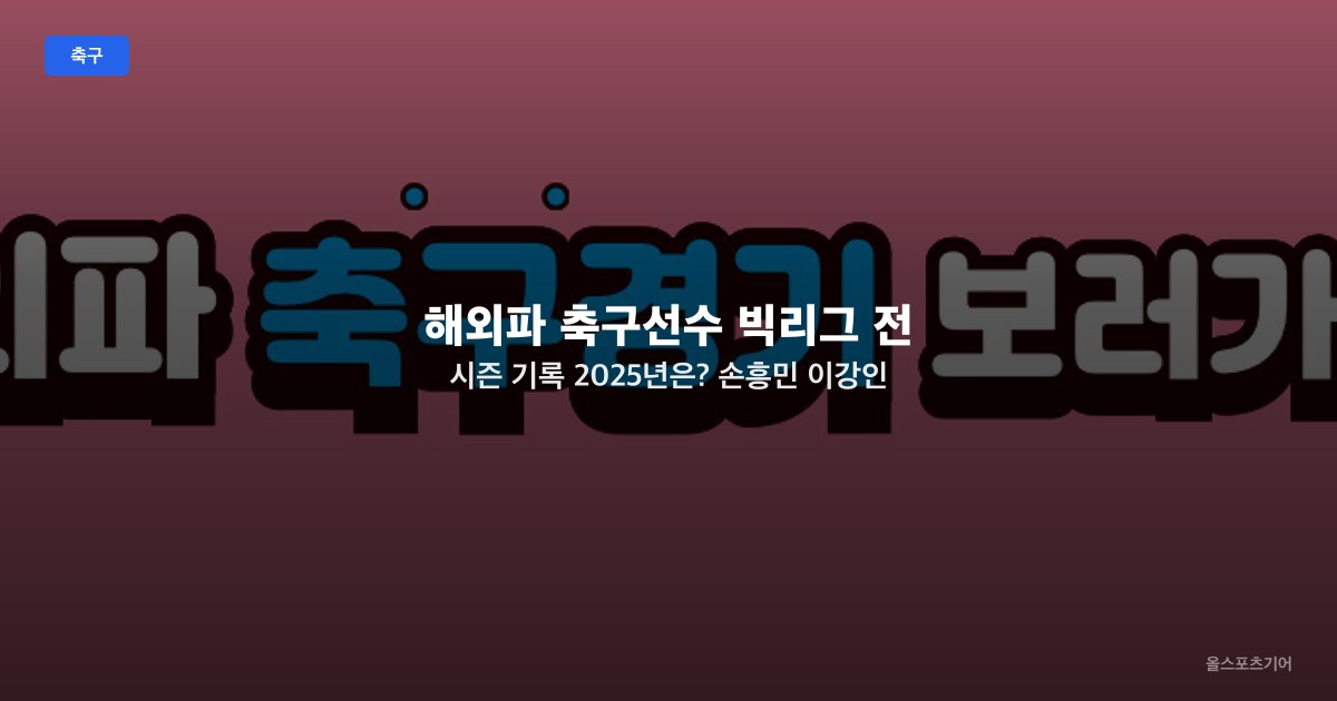 해외파 축구선수 빅리그 전 시즌 기록, 2025년은? 손흥민 이강인 경기 보러가기