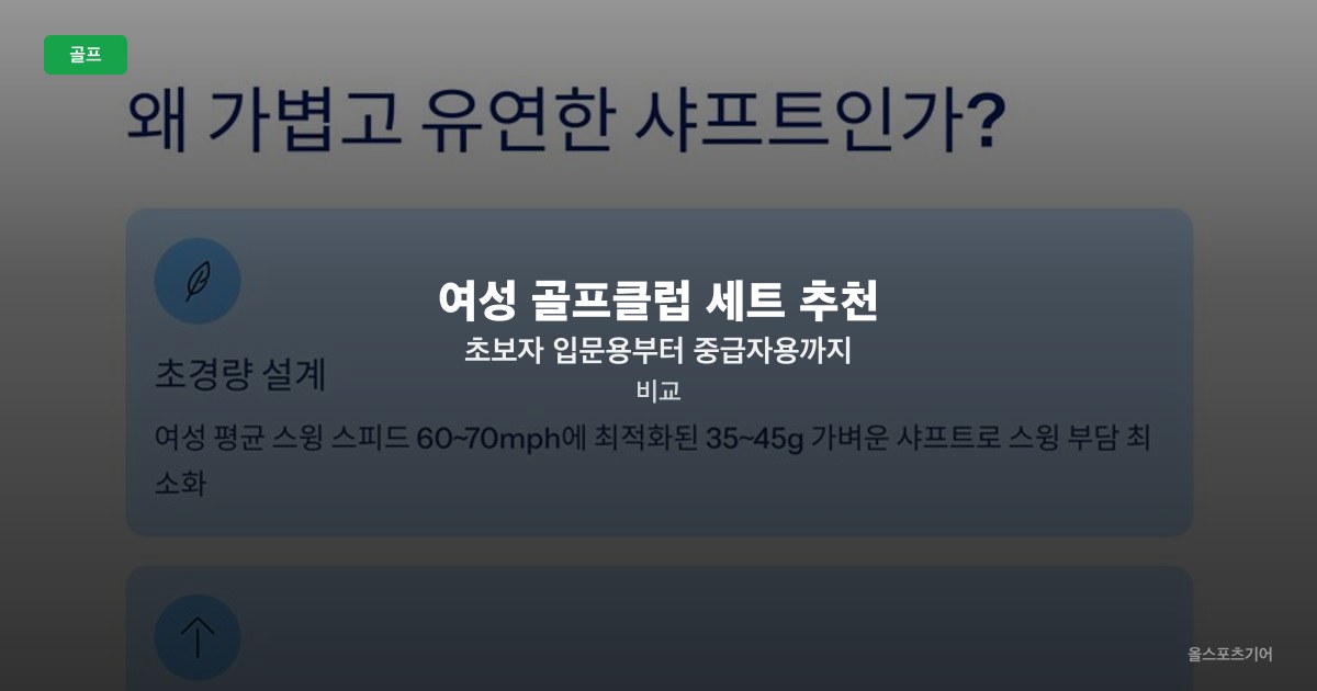 여성 골프클럽 세트 추천 — 초보자 입문용부터 중급자용까지 비교