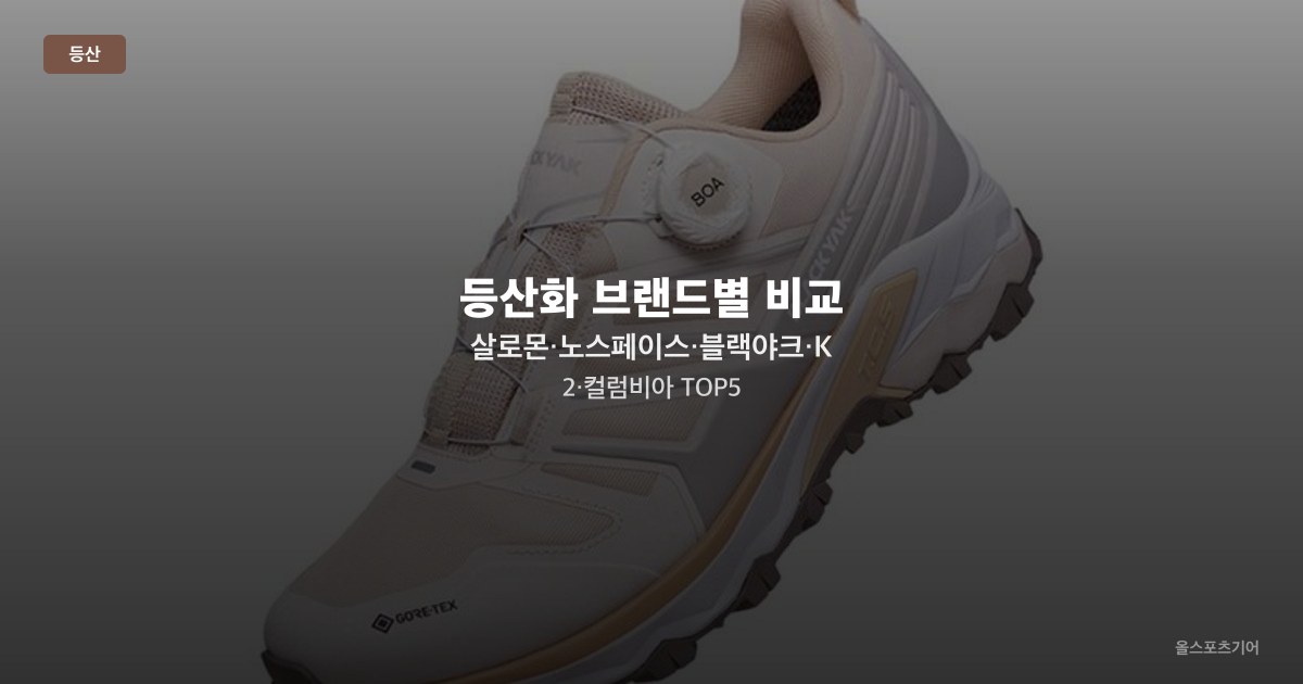 등산화 브랜드별 비교 — 살로몬·노스페이스·블랙야크·K2·컬럼비아 TOP5