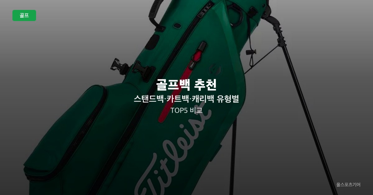 골프백 추천 — 스탠드백·카트백·캐리백 유형별 TOP5 비교
