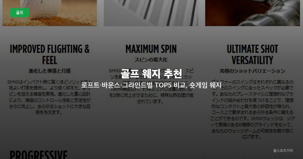 골프 웨지 추천 — 로프트·바운스·그라인드별 TOP5 비교, 숏게임 웨지 선택법