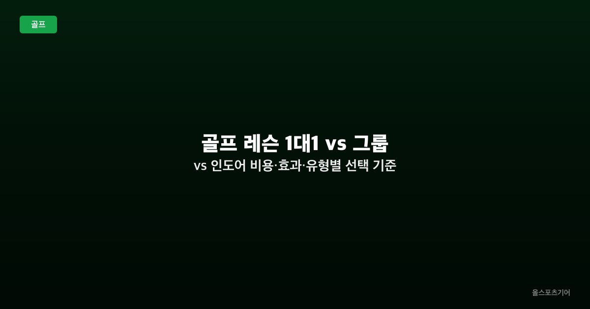 골프 레슨 1대1 vs 그룹 vs 인도어 — 비용·효과·유형별 선택 기준 완벽 비교