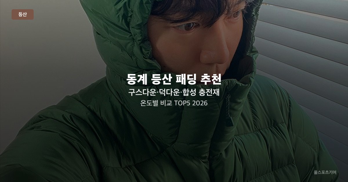 동계 등산 패딩 추천 — 구스다운·덕다운·합성 충전재 온도별 비교 TOP5 2026