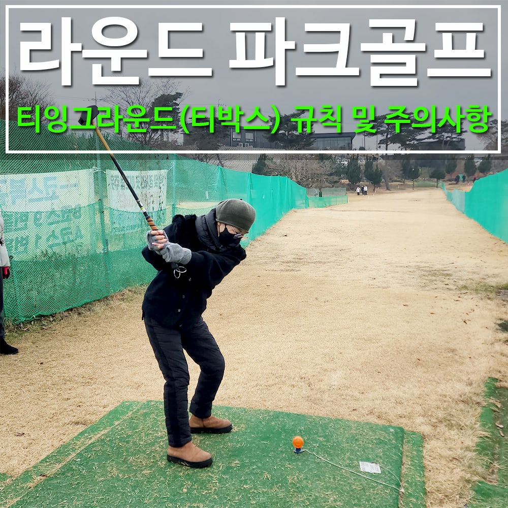 골프 티잉 그라운드에서 티샷을 준비하는 동반자