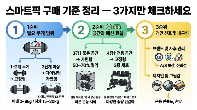 홈짐 덤벨 - 가변형 고정형 비교
