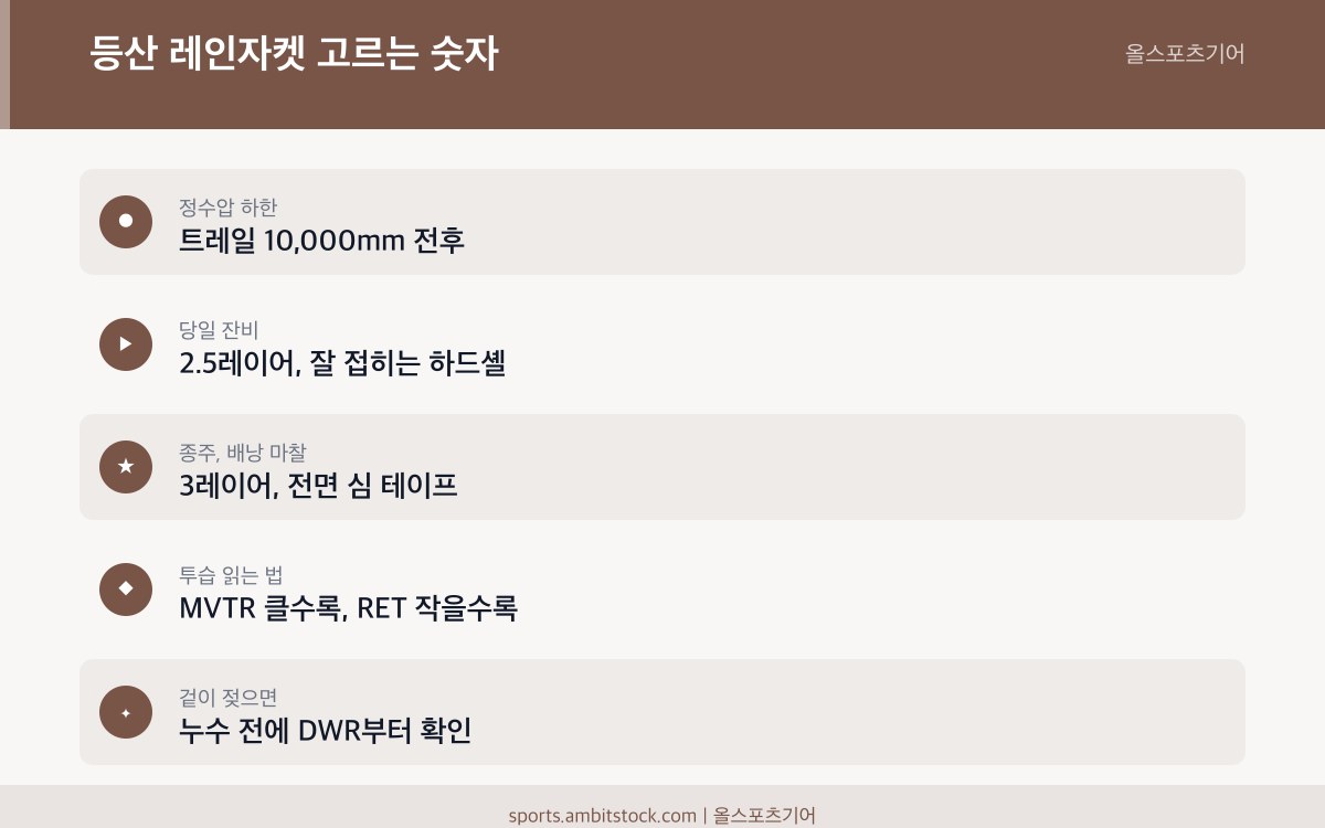 등산 레인자켓 정수압 10,000mm 2.5레이어 3레이어 선택 기준